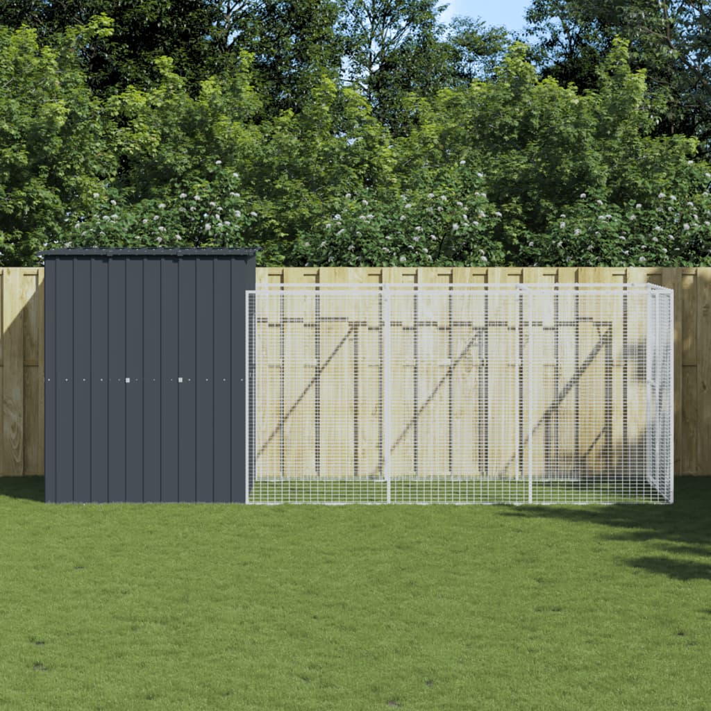 VidaXL Niche avec enclos 165x455x181 cm Acier Galvanisé Anthracite