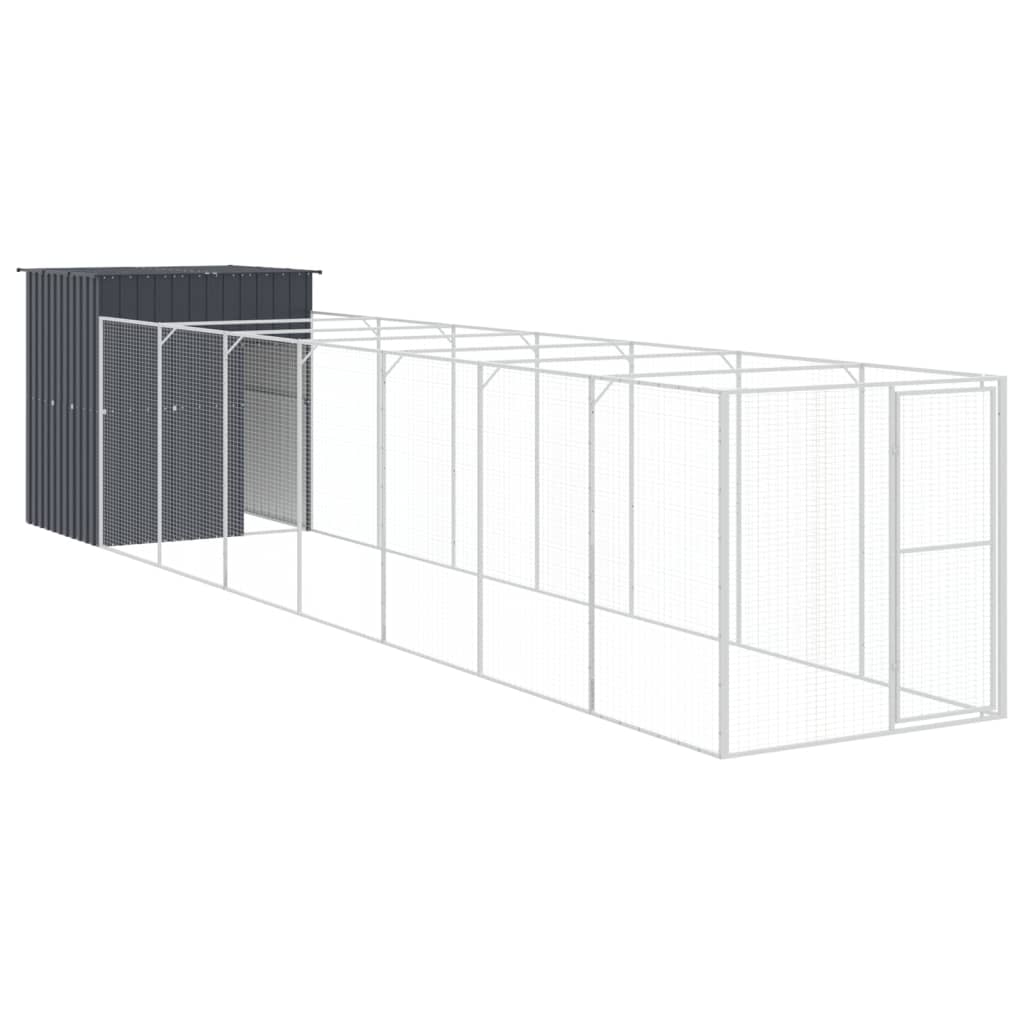 VidaXL Niche pour chien avec enclos 165x863x181 cm Acier galvanisé Anthracite