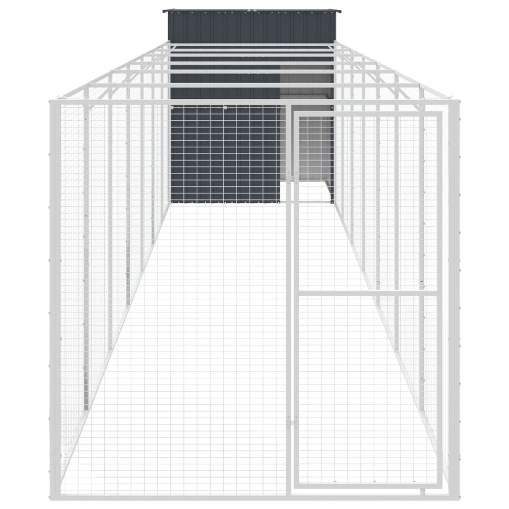 VidaXL Niche pour chien avec enclos 165x863x181 cm Acier galvanisé Anthracite