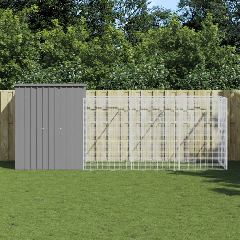 VidaXL Niche avec enclos 165x455x181 cm acier gris clair