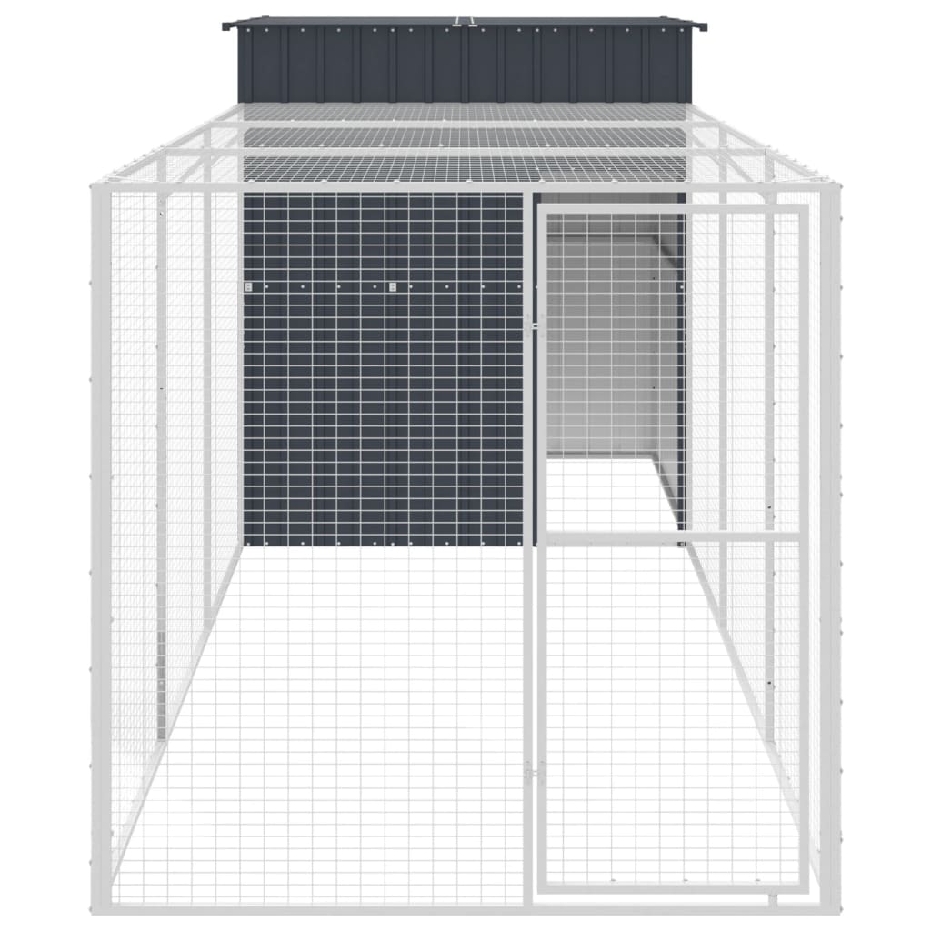 VidaXL Poulailler avec enclos 165x455x181 cm Acier Galvanisé Anthracite