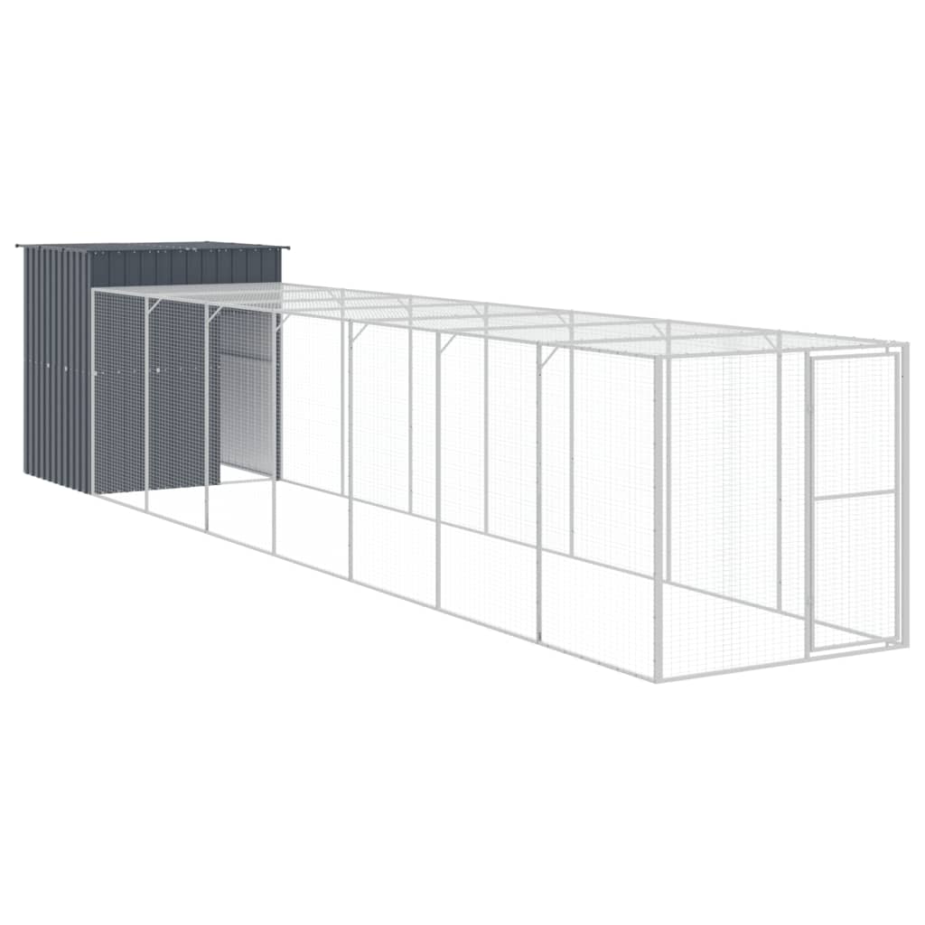 VidaXL Poulailler avec enclos 165x863x181 cm Acier Galvanisé Anthracite