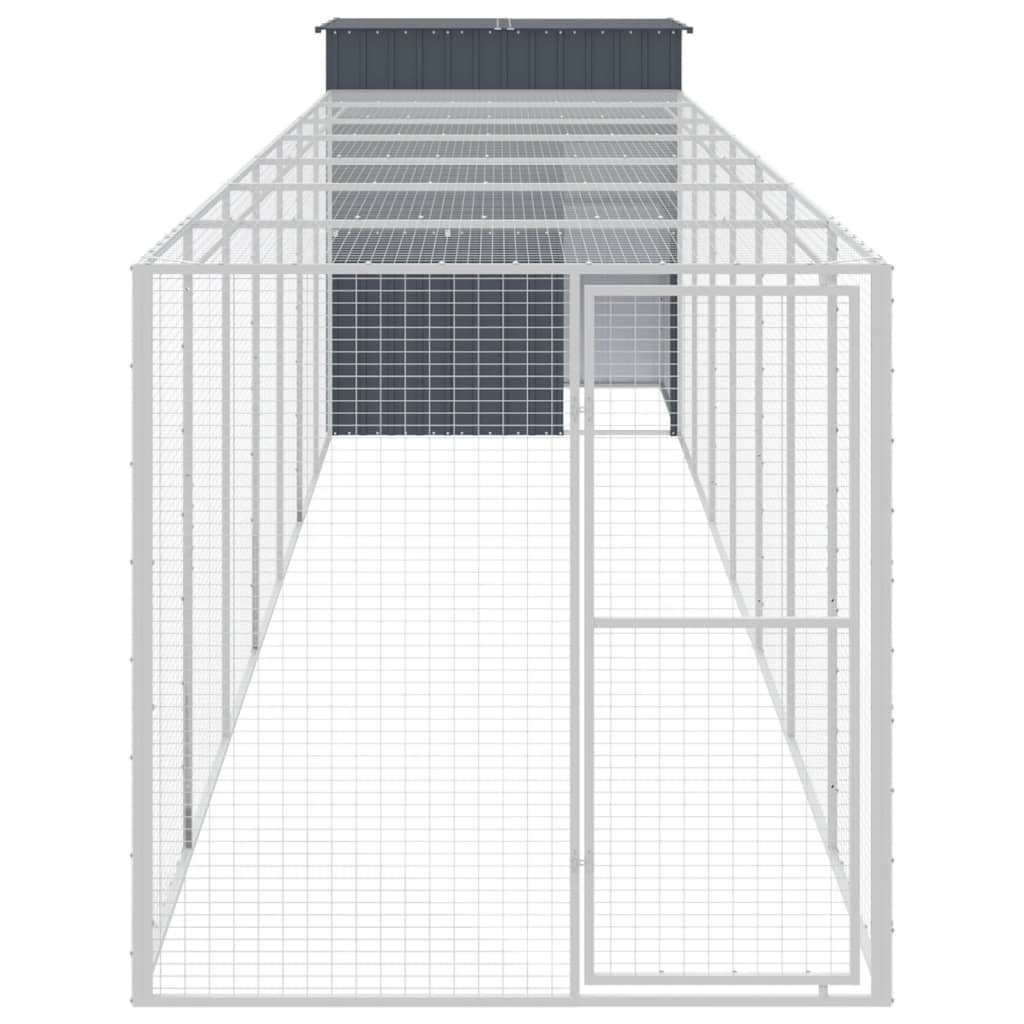 VidaXL Poulailler avec enclos 165x863x181 cm Acier Galvanisé Anthracite