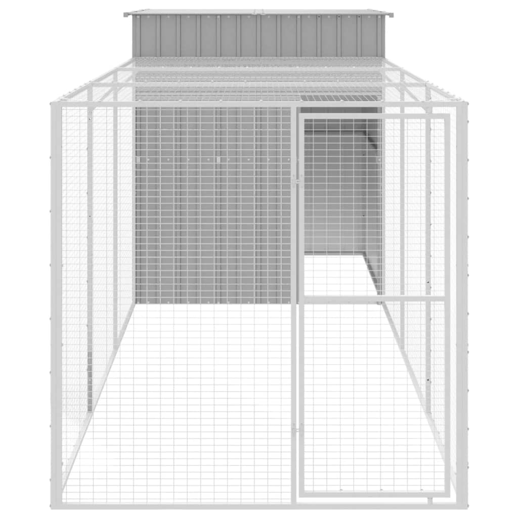 VidaXL Poulailler avec enclos 165x455x181 cm acier gris clair