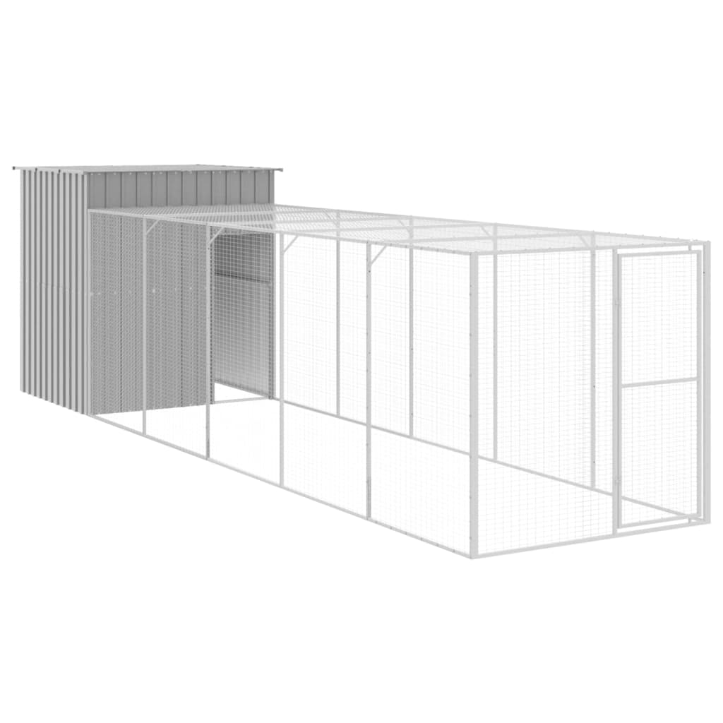 VidaXL Poulailler avec enclos 165x659x181 cm acier gris clair