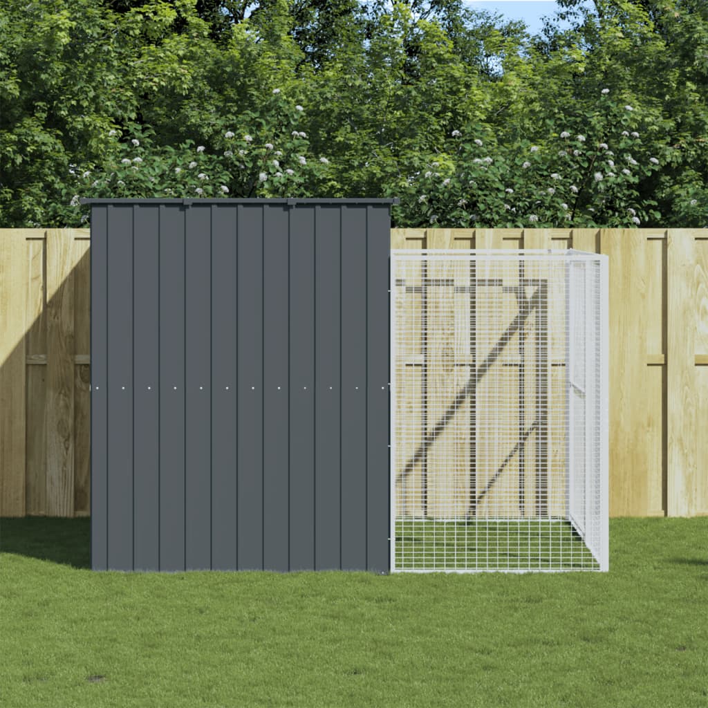 VidaXL Niche pour chien avec enclos 214x253x181 cm Acier galvanisé Anthracite