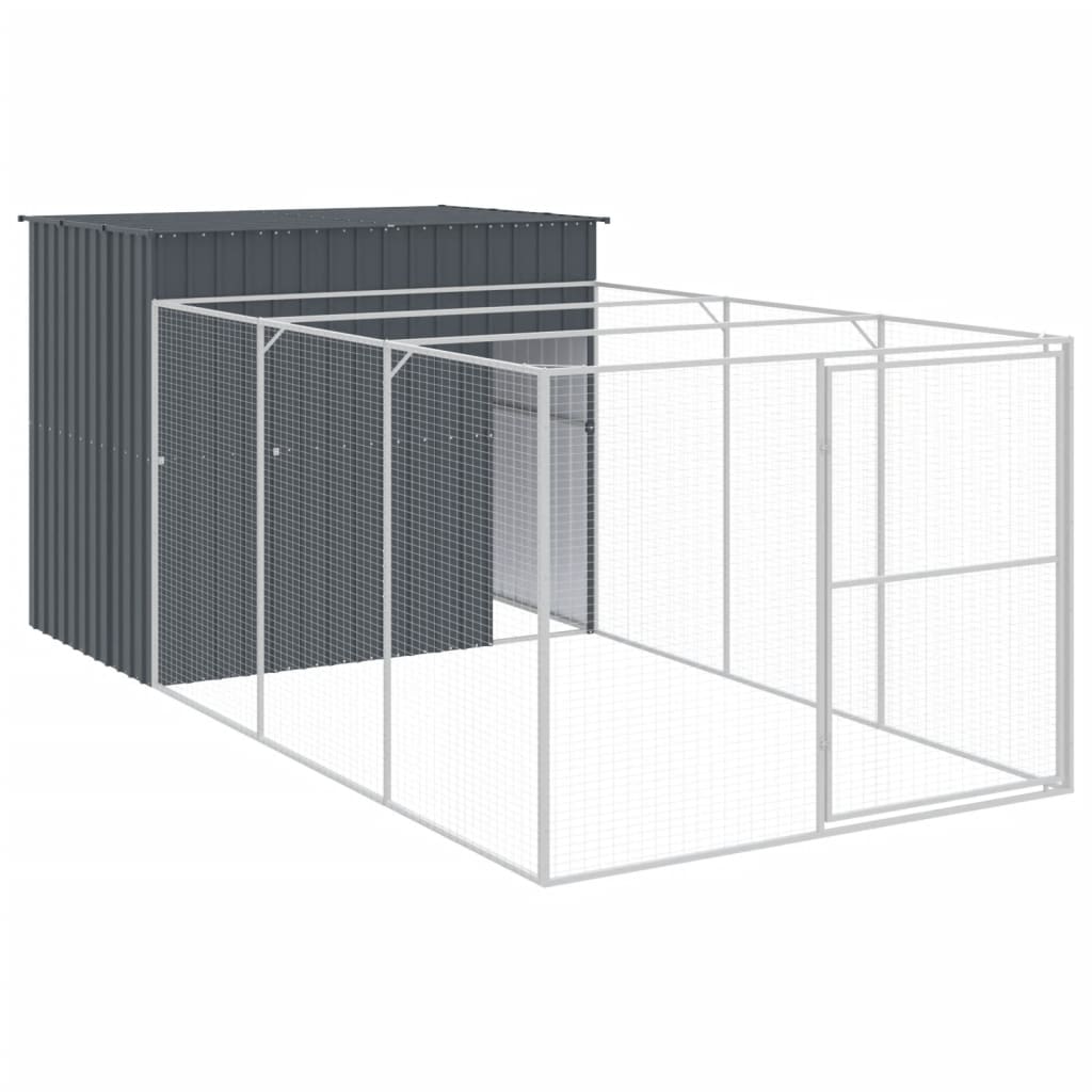 VidaXL Niche pour chien avec enclos 214x457x181 cm Acier galvanisé Anthracite