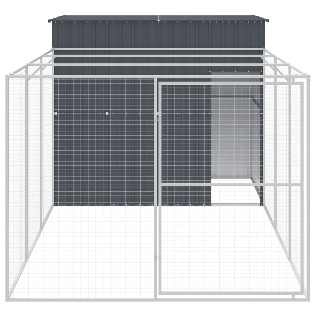 VidaXL Niche pour chien avec enclos 214x457x181 cm Acier galvanisé Anthracite