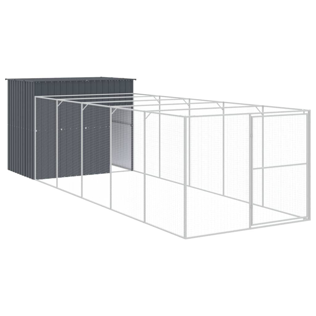 VidaXL Niche pour chien avec enclos 214x661x181 cm Acier galvanisé Anthracite