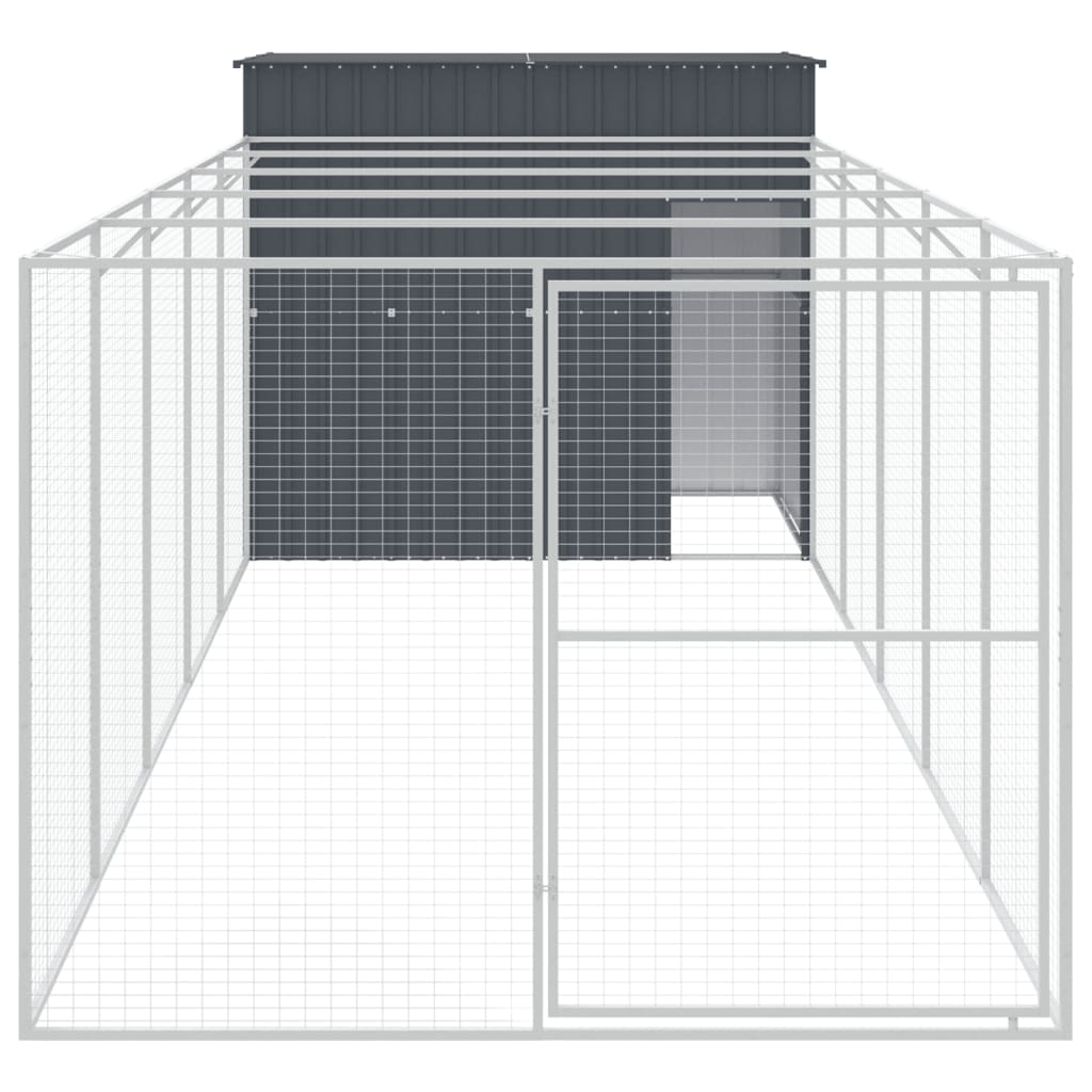VidaXL Niche pour chien avec enclos 214x661x181 cm Acier galvanisé Anthracite