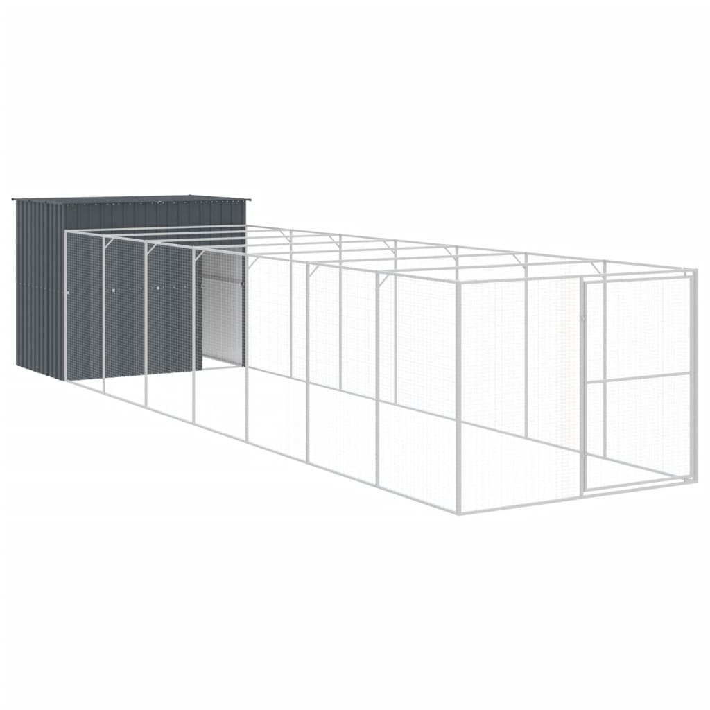 VidaXL Niche pour chien avec enclos 214x865x181 cm Acier galvanisé Anthracite