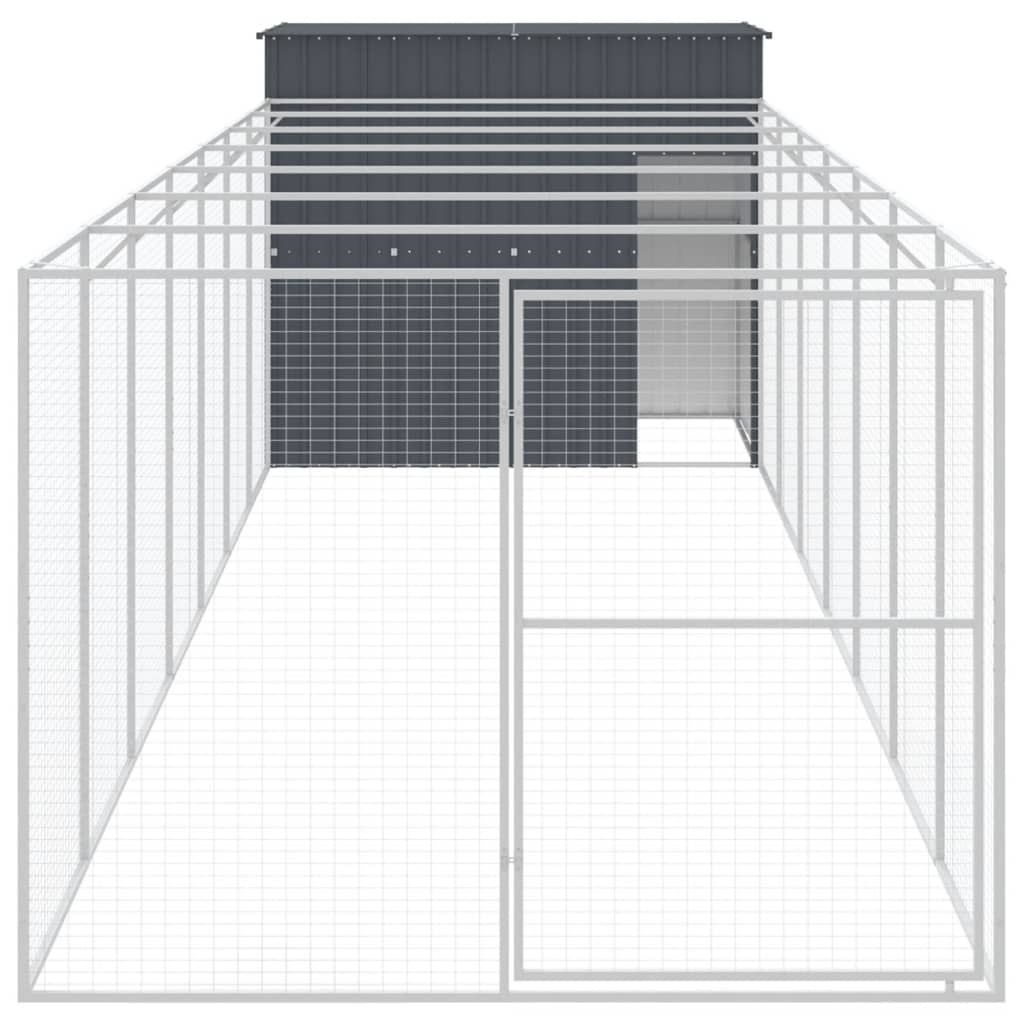 VidaXL Niche pour chien avec enclos 214x865x181 cm Acier galvanisé Anthracite