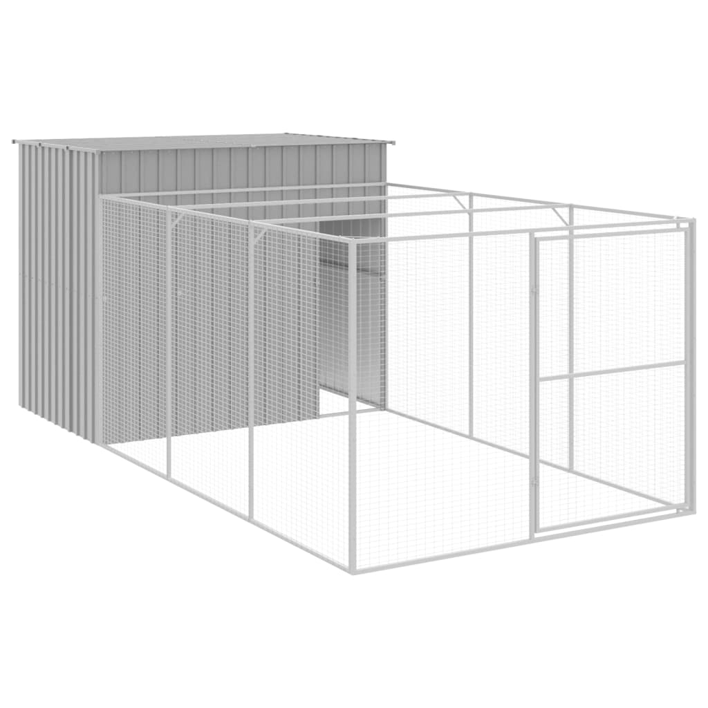 VidaXL Niche avec enclos 214x457x181 cm acier gris clair