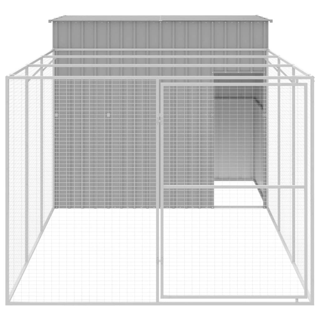 VidaXL Niche avec enclos 214x457x181 cm acier gris clair
