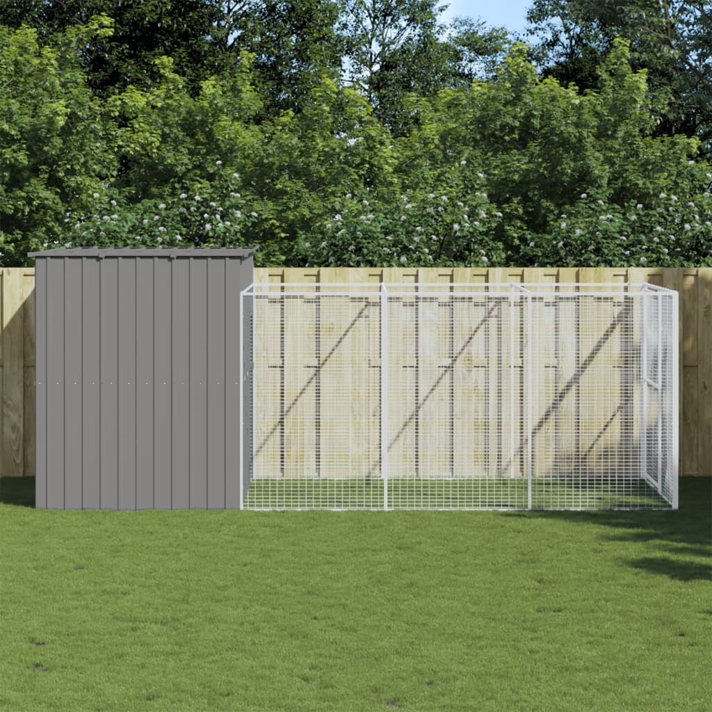 VidaXL Niche avec enclos 214x457x181 cm acier gris clair