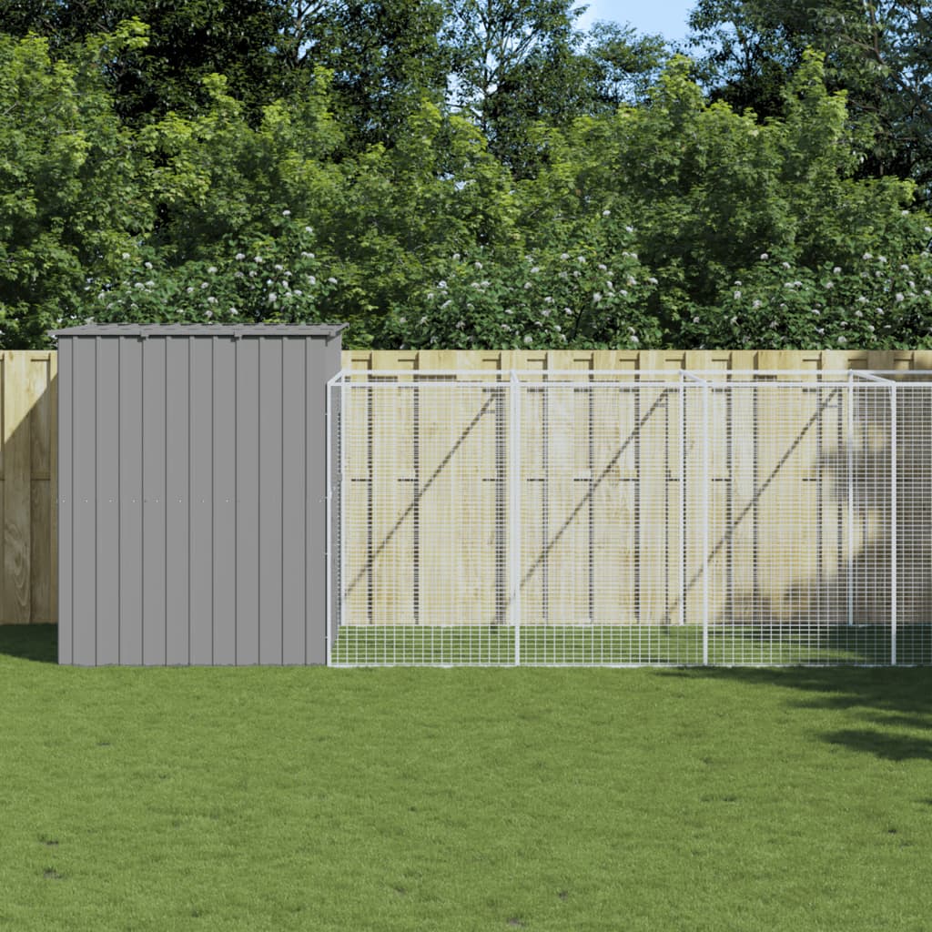VidaXL Niche avec enclos 214x661x181 cm acier gris clair
