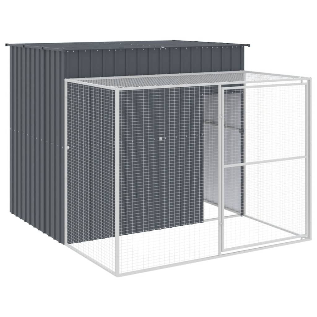 VidaXL Niche pour chien avec enclos 214x253x181 cm Acier galvanisé Anthracite