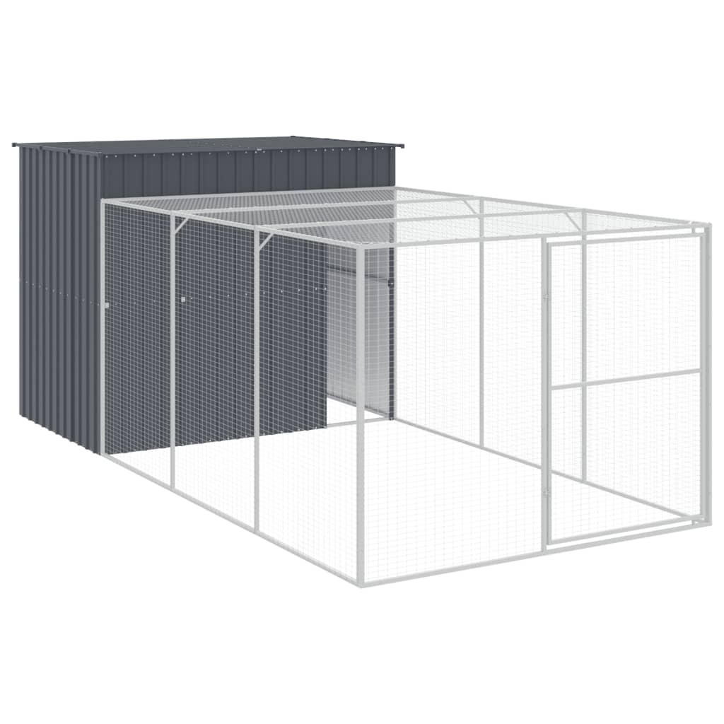 VidaXL Niche pour chien avec enclos 214x457x181 cm Acier galvanisé Anthracite