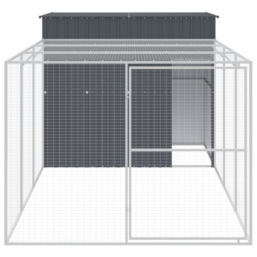 VidaXL Niche pour chien avec enclos 214x457x181 cm Acier galvanisé Anthracite