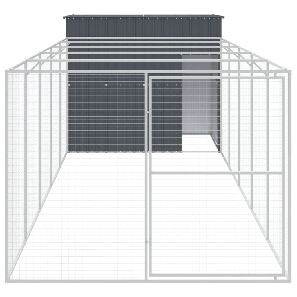 VidaXL Niche pour chien avec enclos 214x661x181 cm Acier galvanisé Anthracite