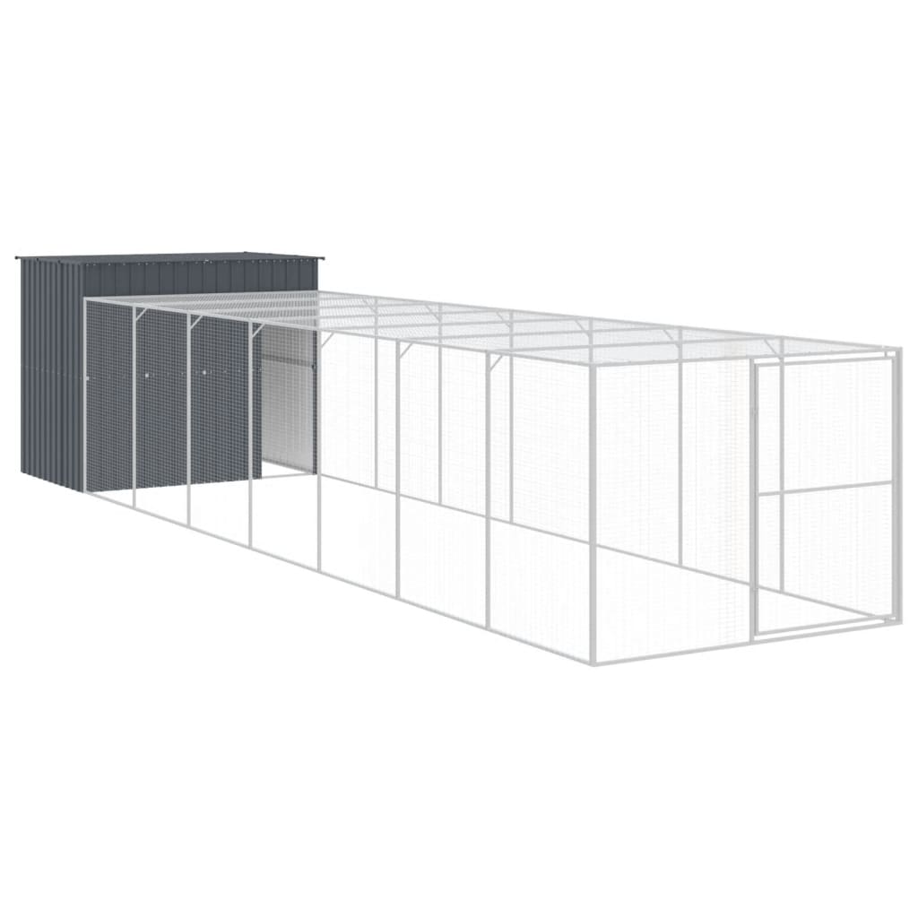 VidaXL Niche pour chien avec enclos 214x865x181 cm Acier galvanisé Anthracite