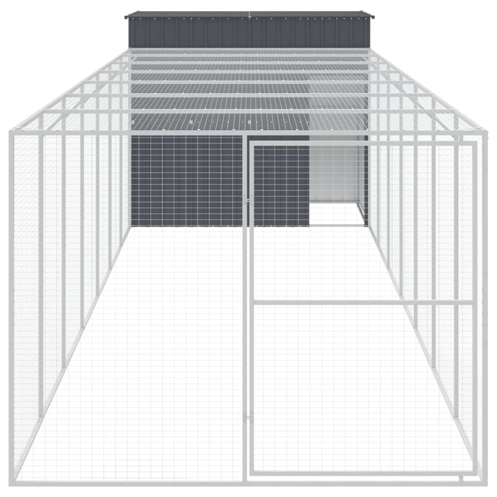 VidaXL Niche pour chien avec enclos 214x865x181 cm Acier galvanisé Anthracite