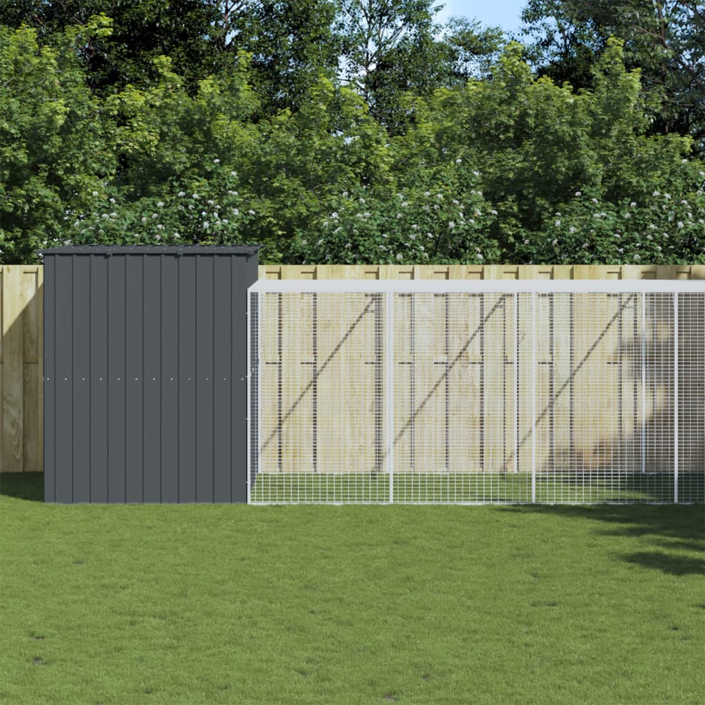 VidaXL Niche pour chien avec enclos 214x865x181 cm Acier galvanisé Anthracite