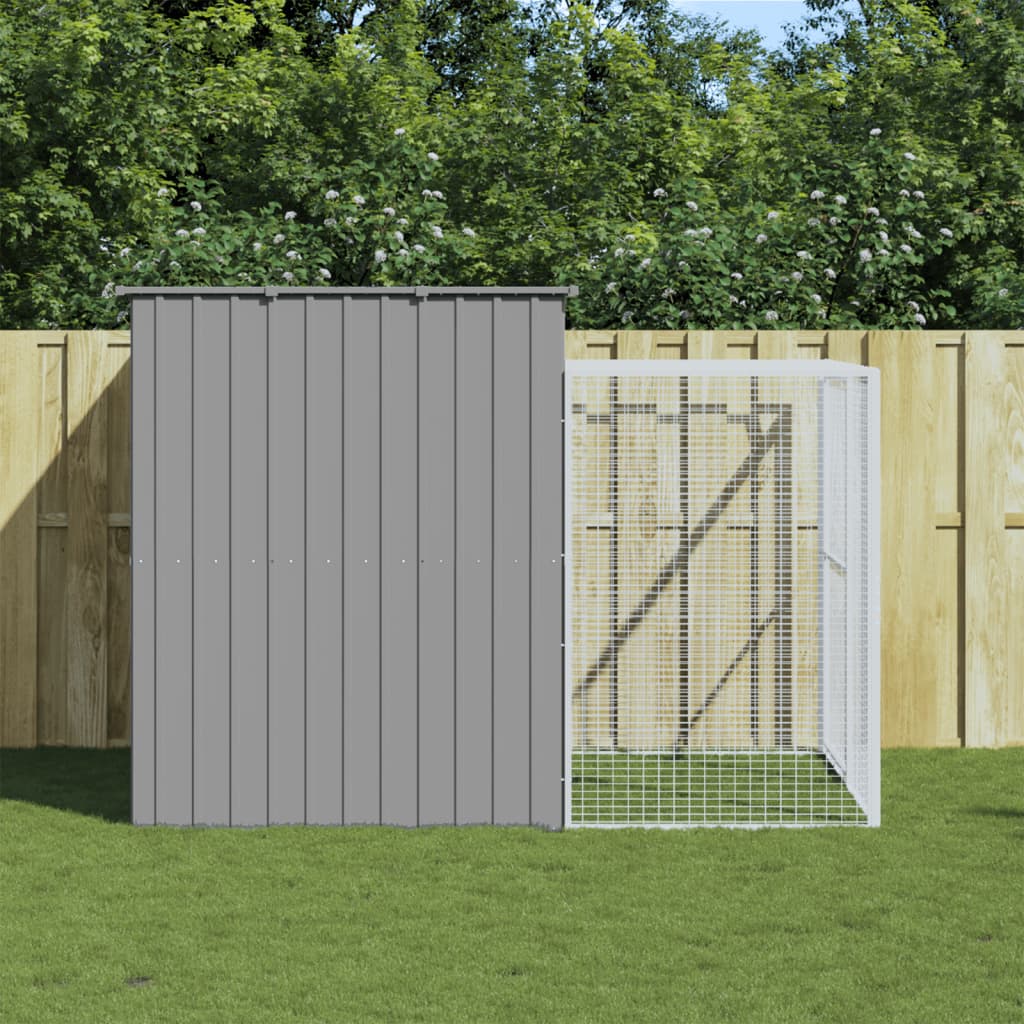 VidaXL Niche avec enclos 214x253x181 cm acier gris clair