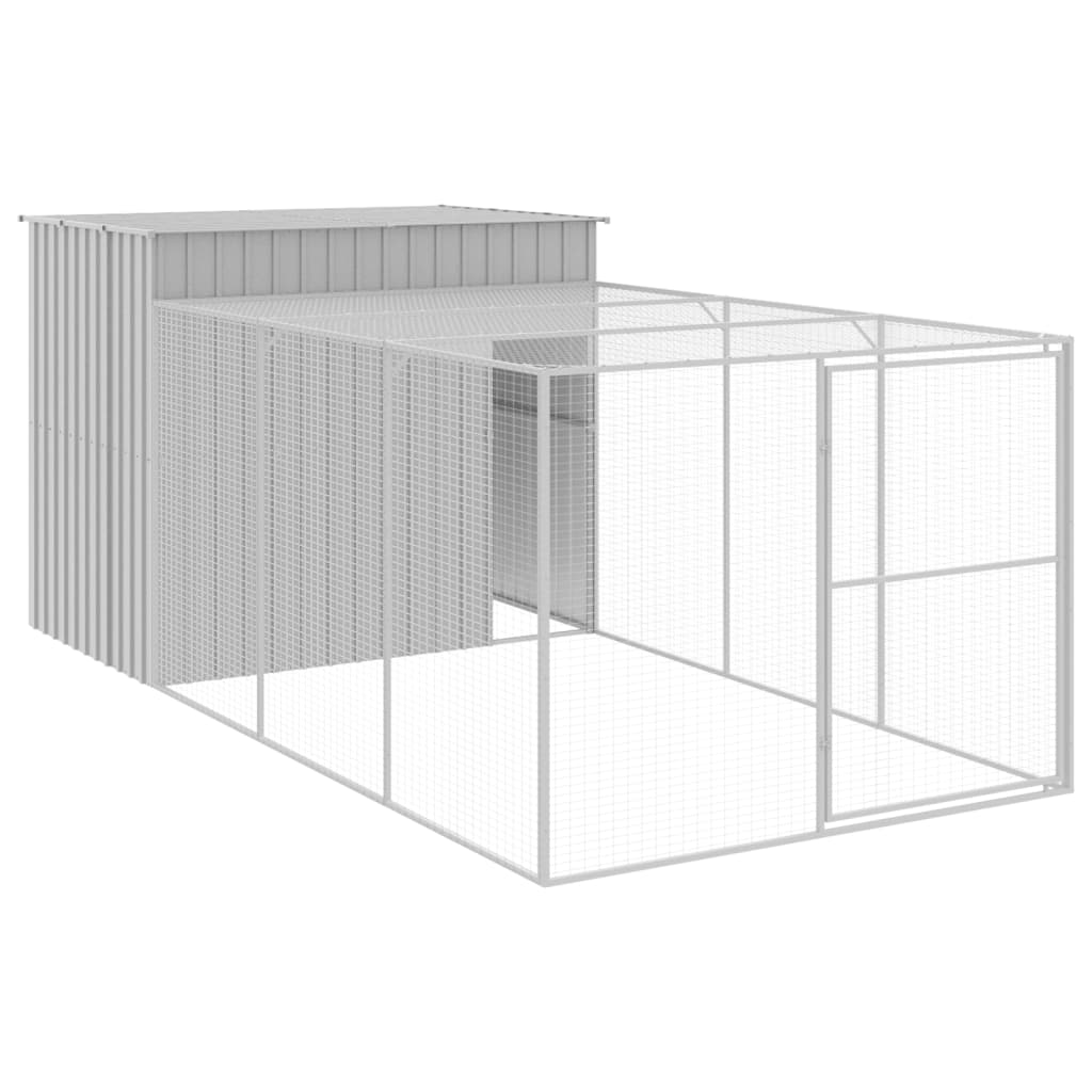 VidaXL Niche avec enclos 214x457x181 cm acier gris clair