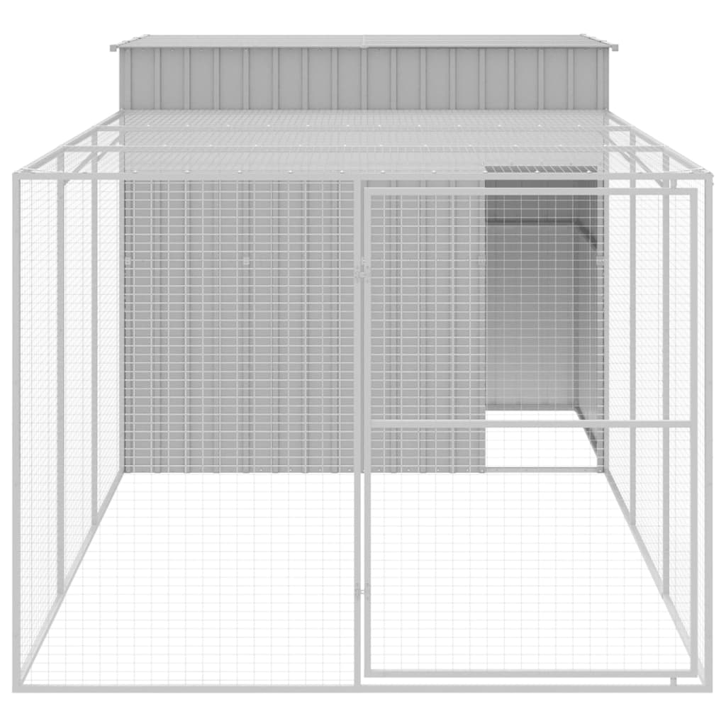 VidaXL Niche avec enclos 214x457x181 cm acier gris clair