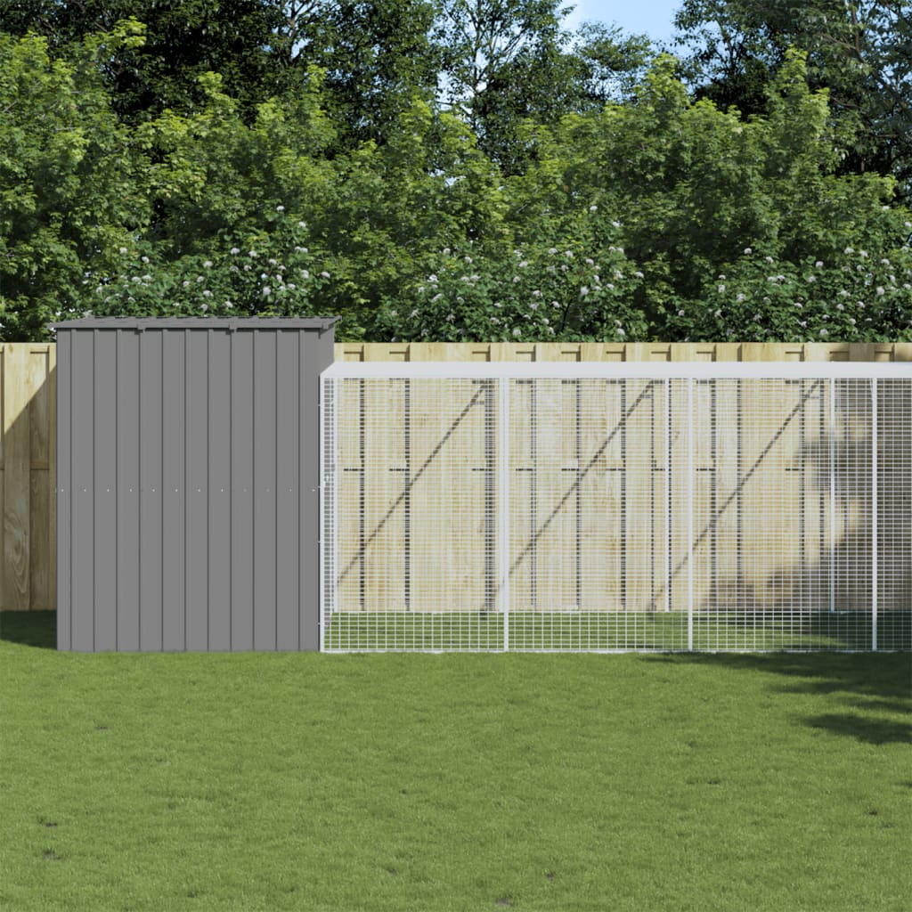 VidaXL Niche avec enclos 214x661x181 cm acier gris clair