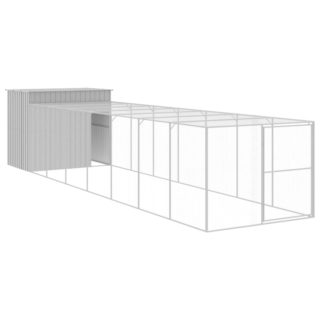 VidaXL Niche avec enclos 214x865x181 cm acier gris clair