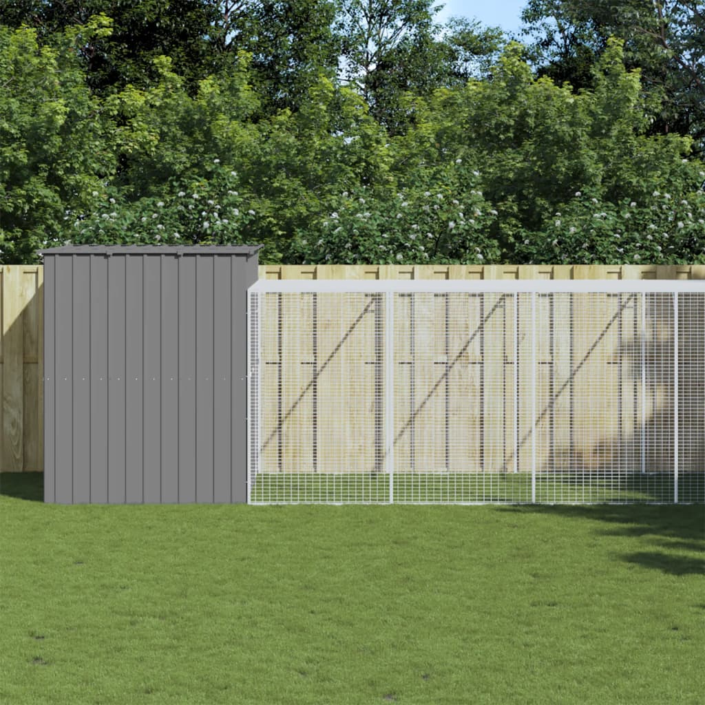 VidaXL Niche avec enclos 214x865x181 cm acier gris clair