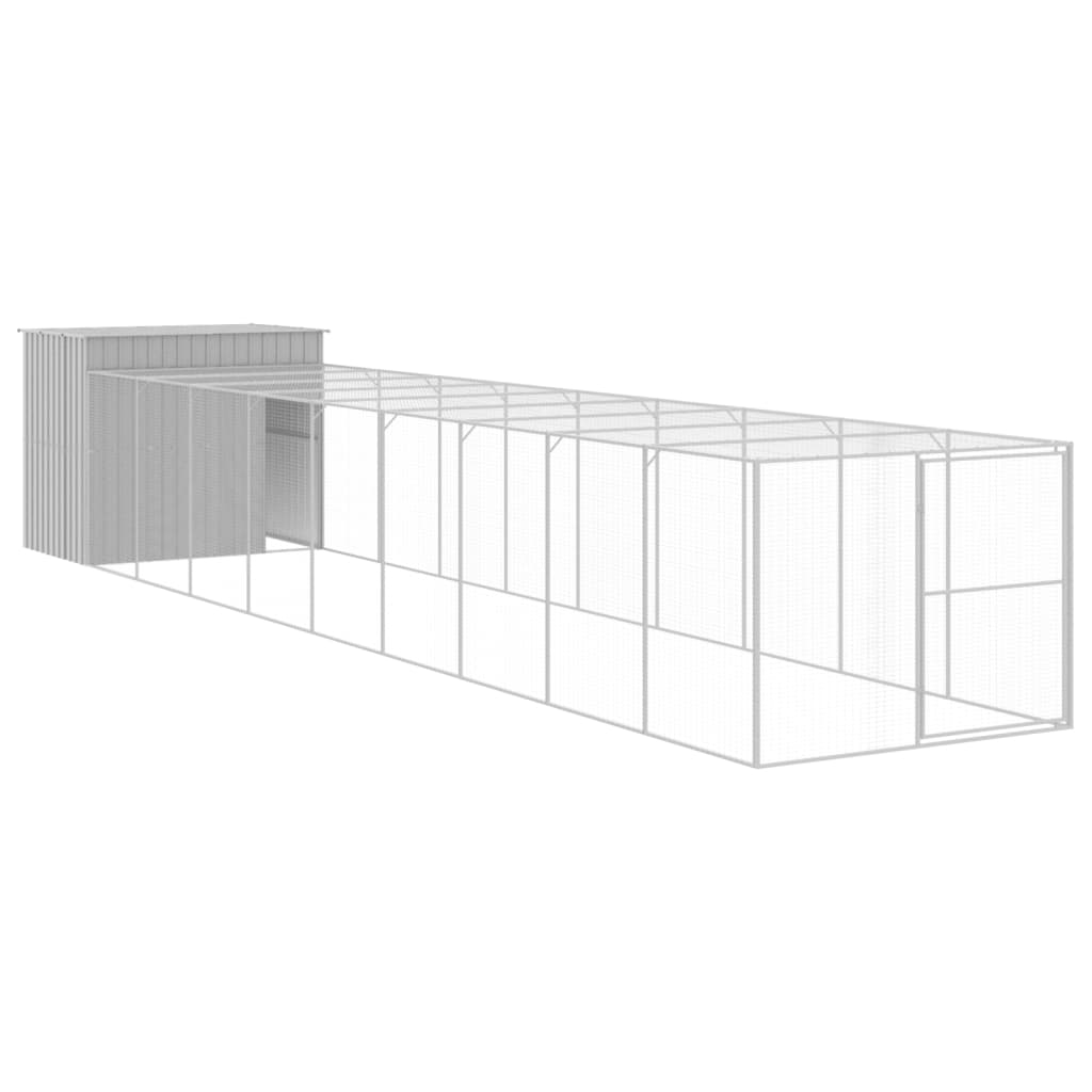 VidaXL Niche avec enclos 214x1069x181 cm Acier Gris Clair