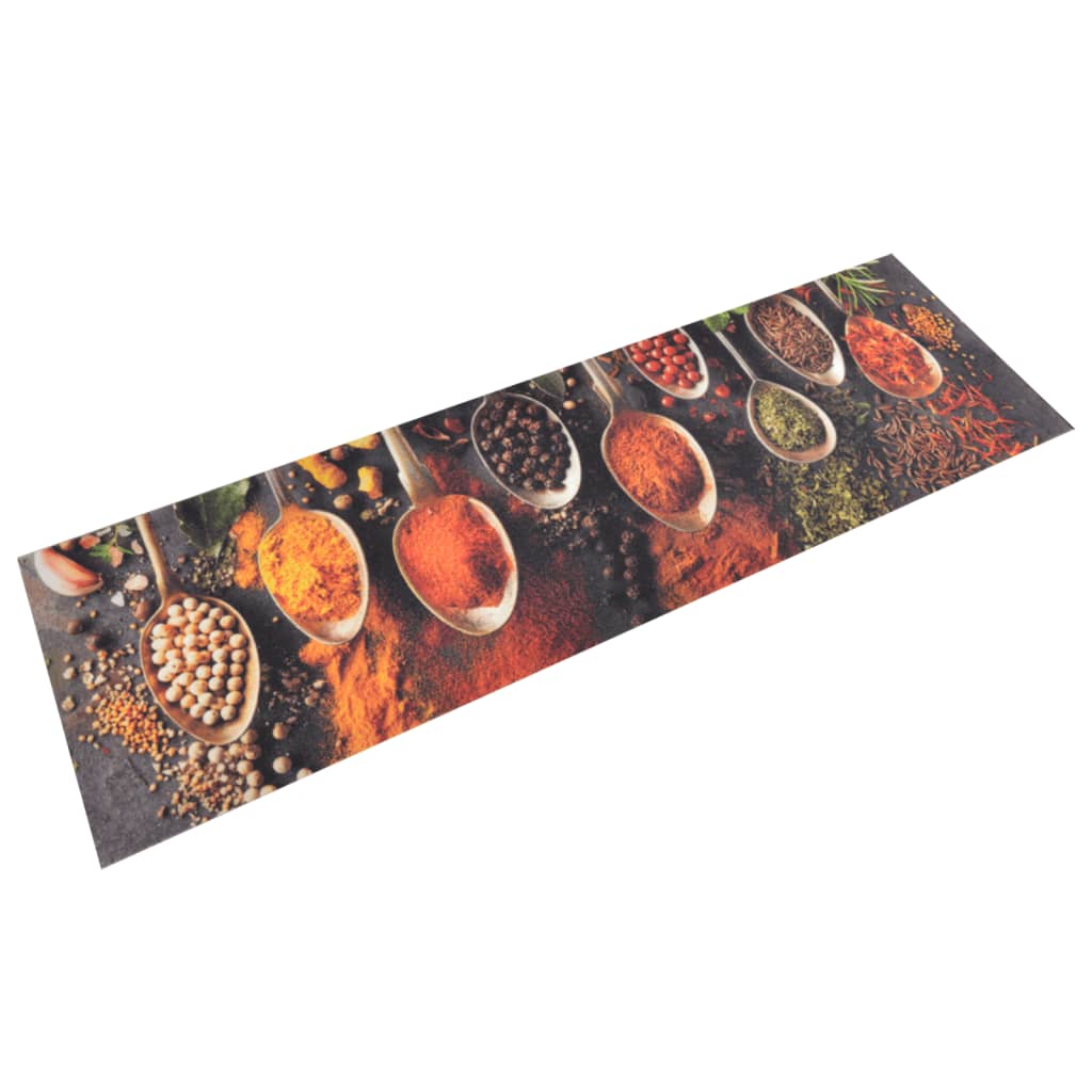 Vidaxx tapis de cuisine lavable cuillère et imprimé herbes 45x150 cm velours