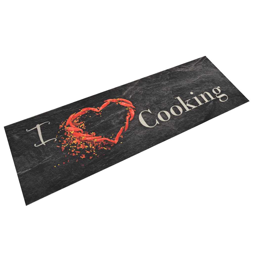 Vidaxx tapis de cuisine lavable imprimé de cuisine 60x180 cm velours noir