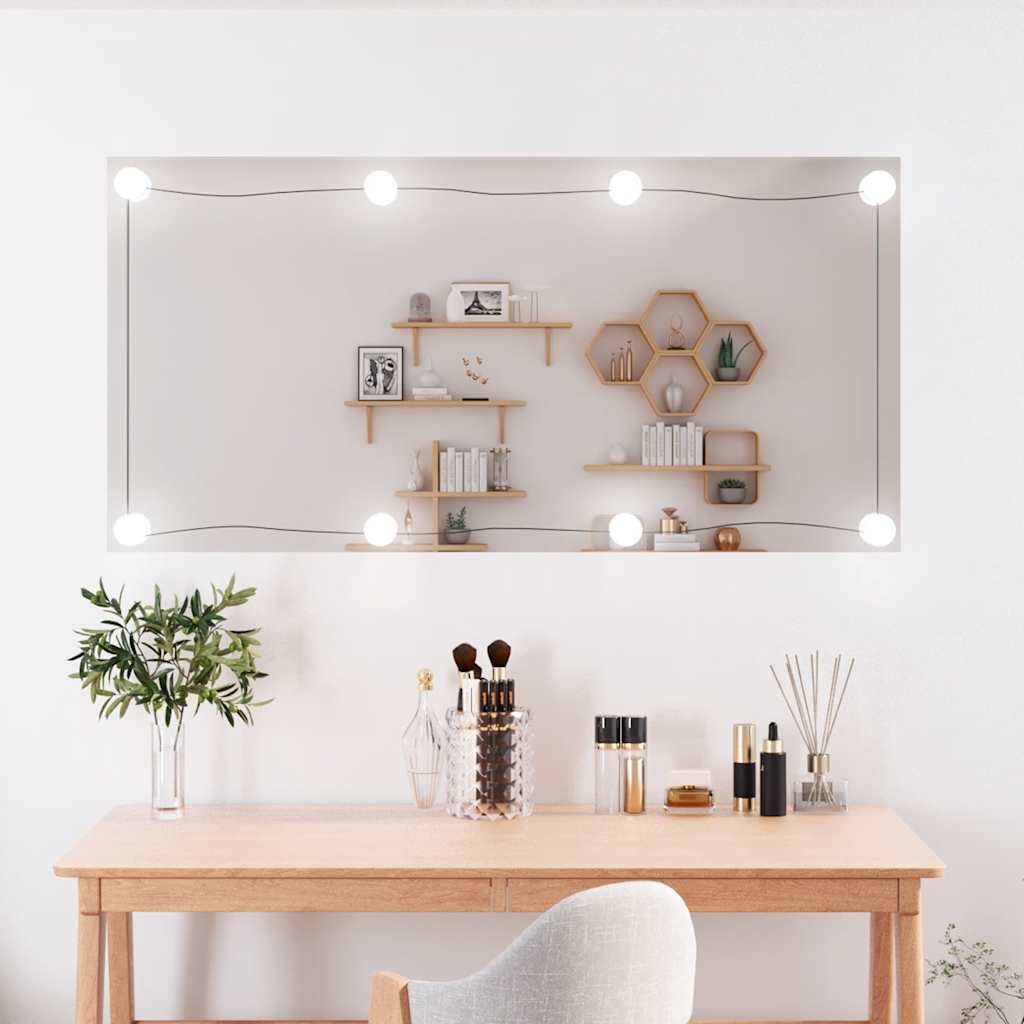 VidaXL Miroir mural avec LED rectangulaire 50x100 cm verre