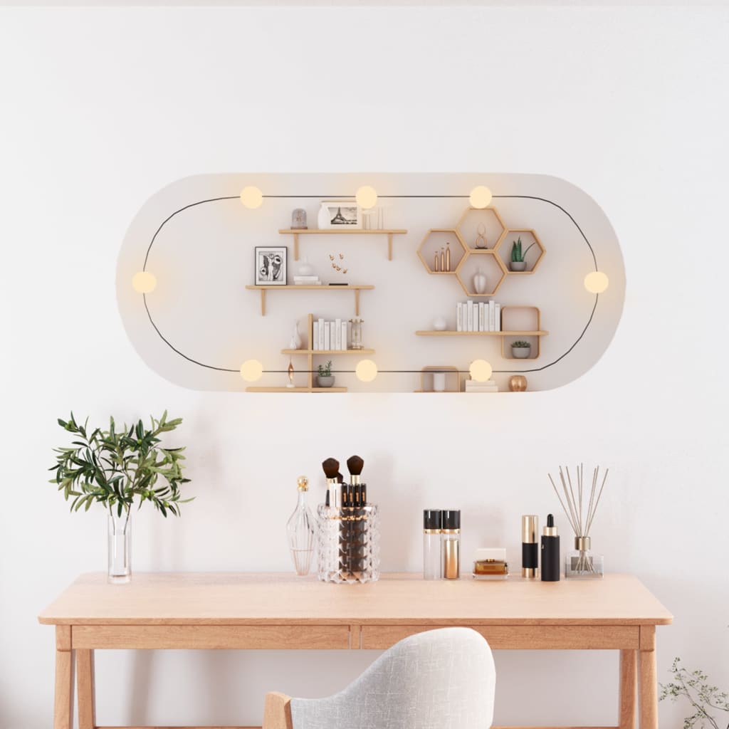 VidaXL Miroir mural avec LED ovale 25x60 cm verre