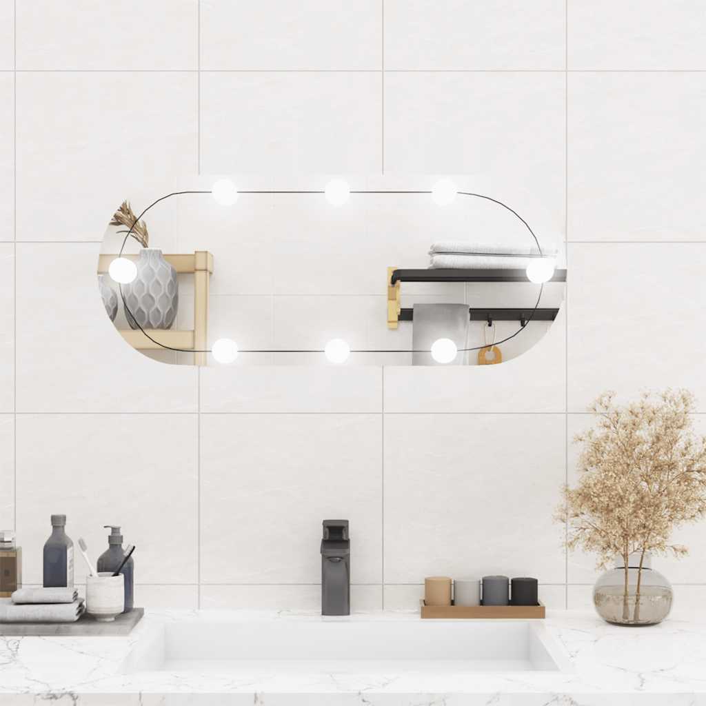 VidaXL Miroir mural avec LED ovale 30x70 cm verre