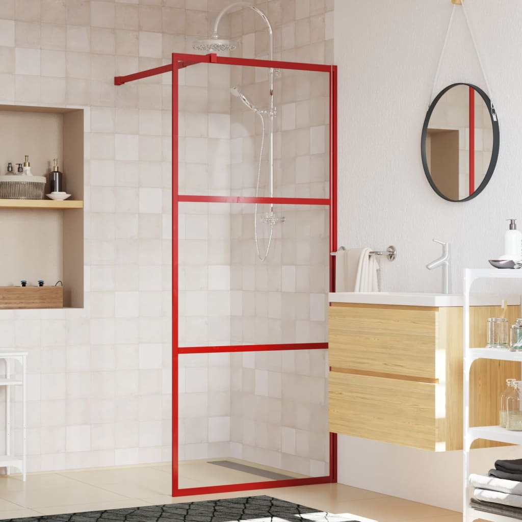 Vidaxx cabine de douche à l'italienne transparent 80x195 cm verre ESG rouge