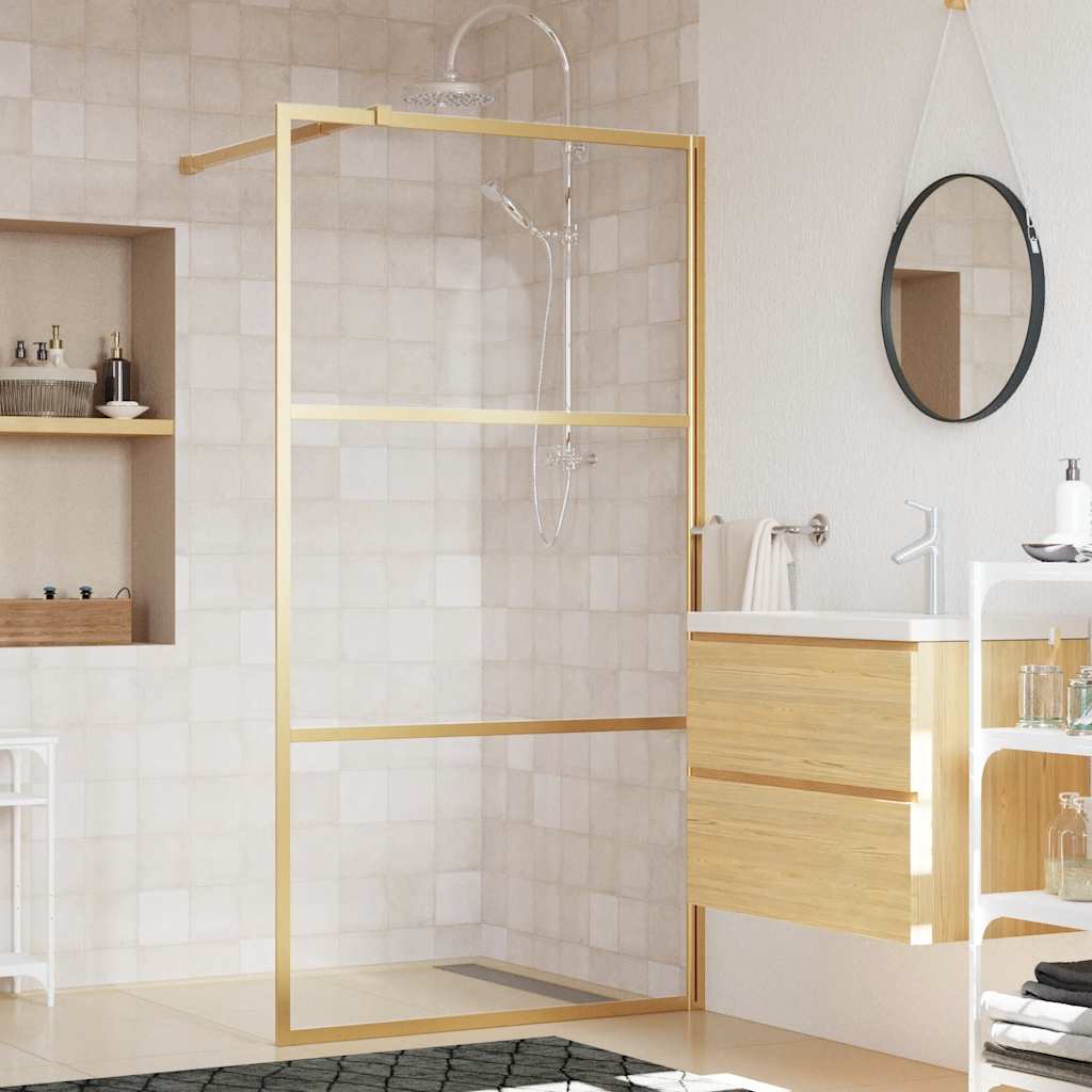 Vidaxx paroi de douche à l'italienne transparent 100x195 cm verre ESG doré