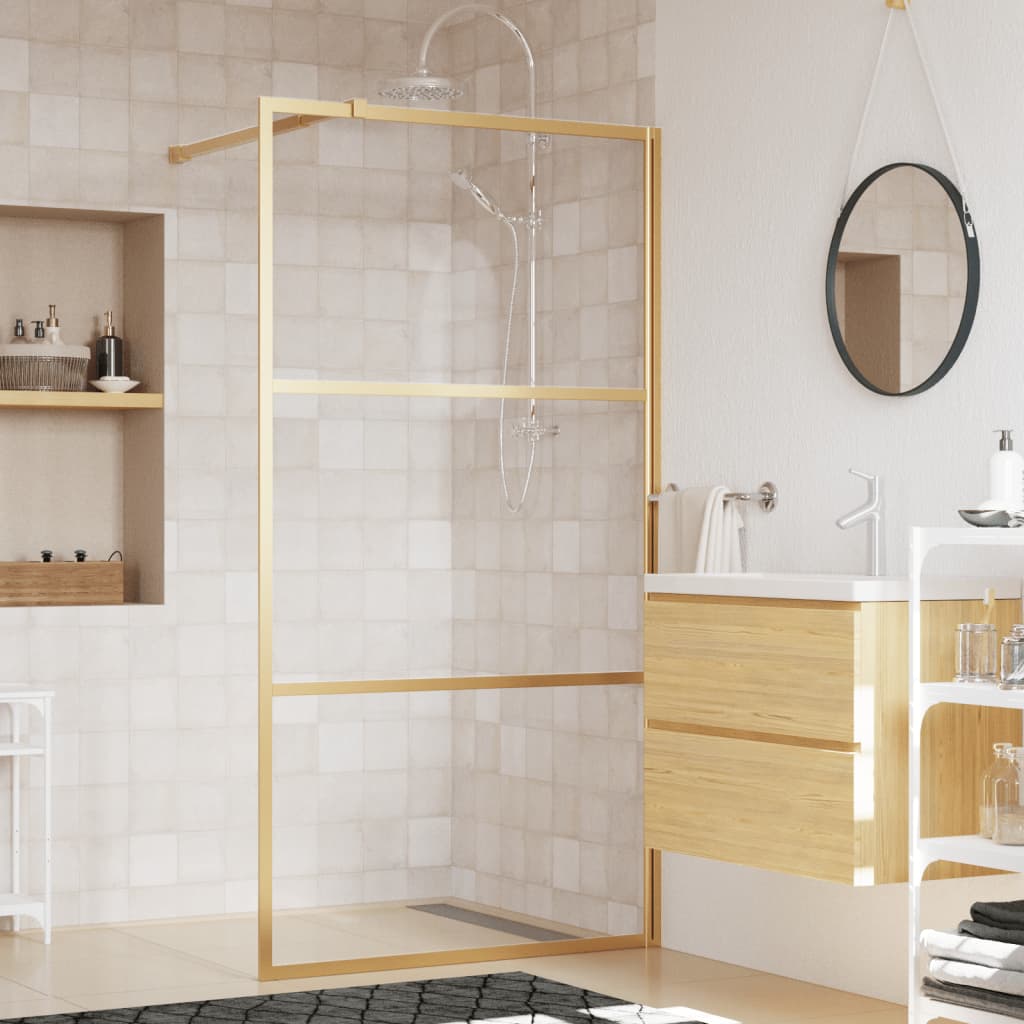 VidaXL Paroi de douche à l'italienne transparent 115x195 cm verre ESG doré