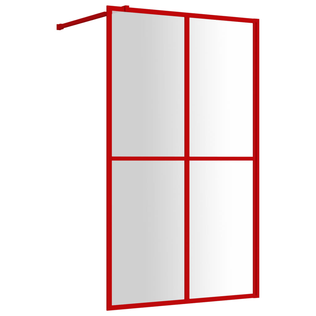 VidaXL Paroi de douche à l'italienne transparent 118x195 cm verre ESG rouge
