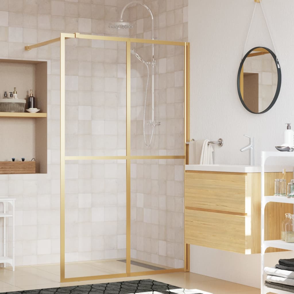 VidaXL Paroi de douche à l'italienne transparent 118x195 cm verre ESG doré