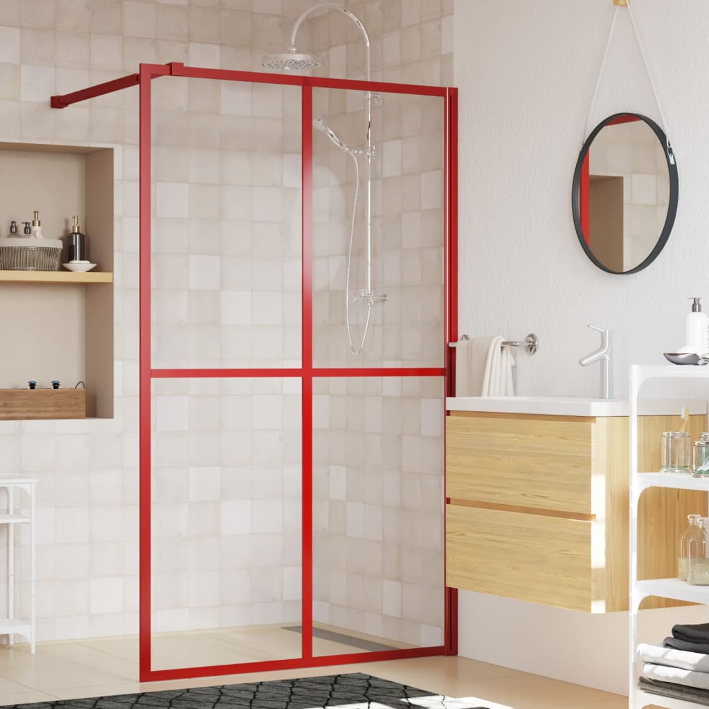 VidaXL Paroi de douche à l'italienne transparent 140x195 cm verre ESG rouge