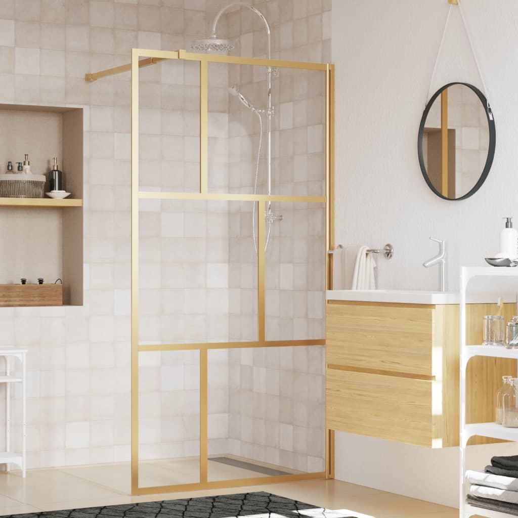 Vidaxx paroi de douche à l'italienne transparent 100x195 cm verre ESG doré