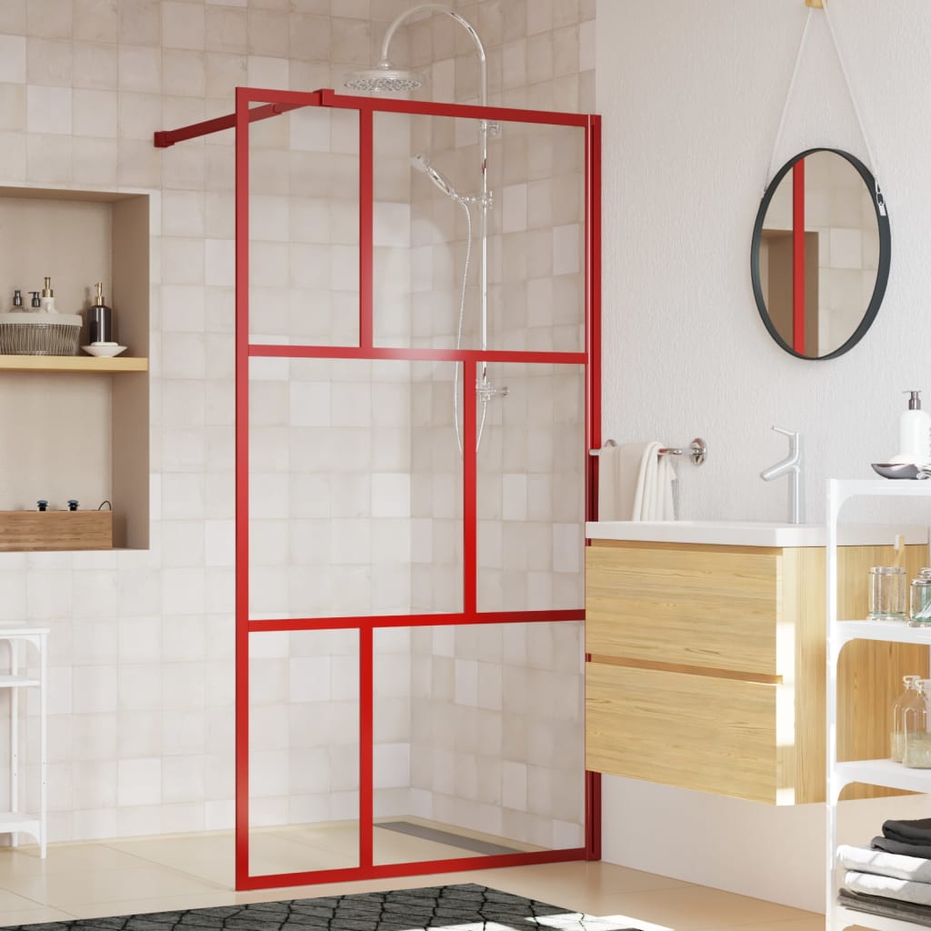 VidaXL Paroi de douche à l'italienne transparent 115x195 cm verre ESG rouge