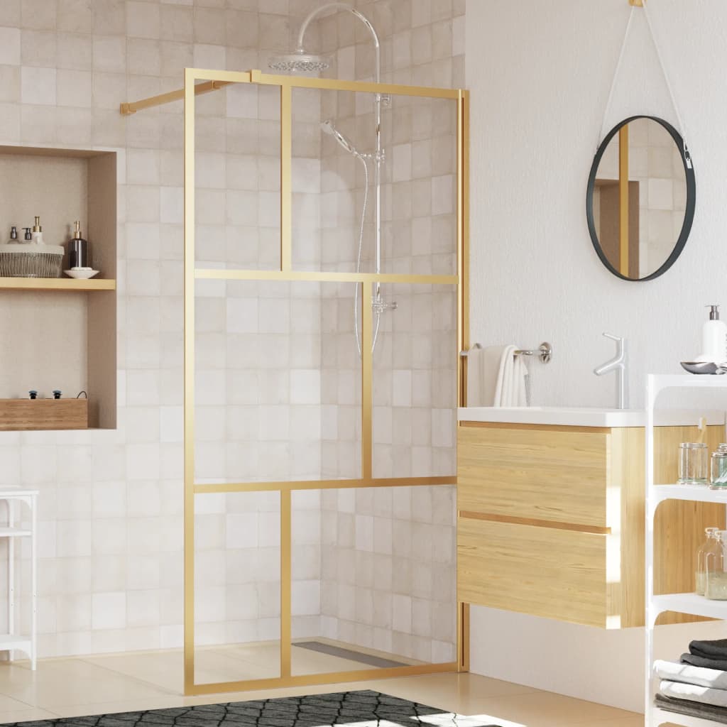 VidaXL Paroi de douche à l'italienne transparent 115x195 cm verre ESG doré