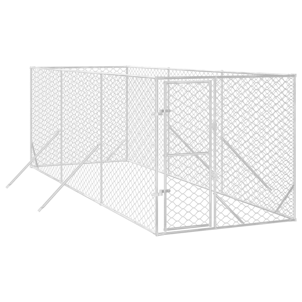 VidaXL Chenil d'extérieur pour chien 2x6x2 m en acier galvanisé argent