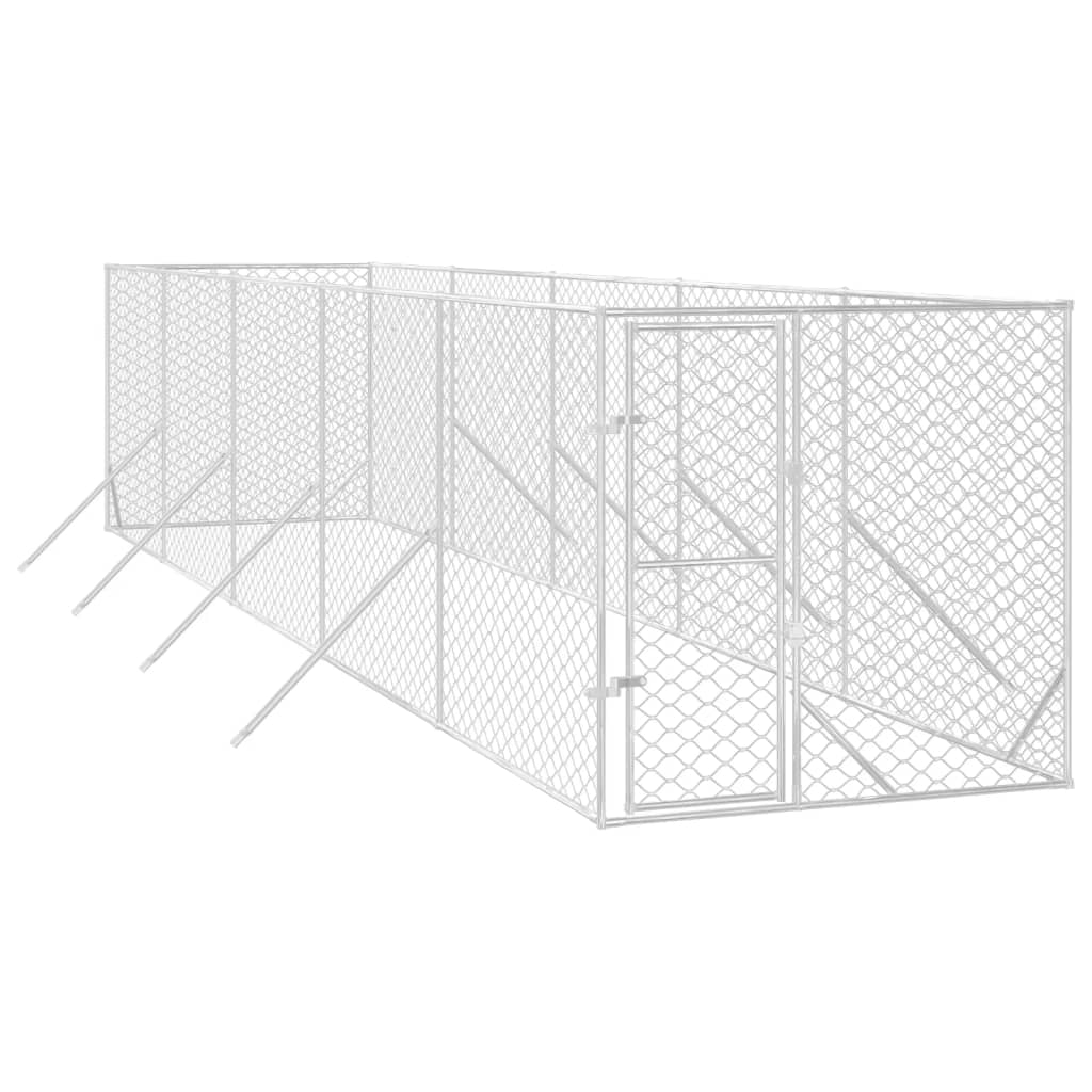 VidaXL Niche d'extérieur pour chien 2x10x2 m en acier galvanisé argent